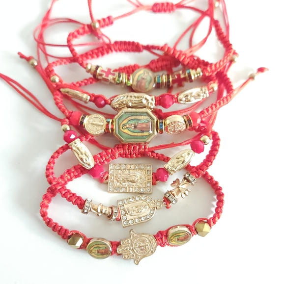 Thread Beaded Adjustable Bracelets religious Virgen de Guadalupe San Judas - Picture 2 of 16